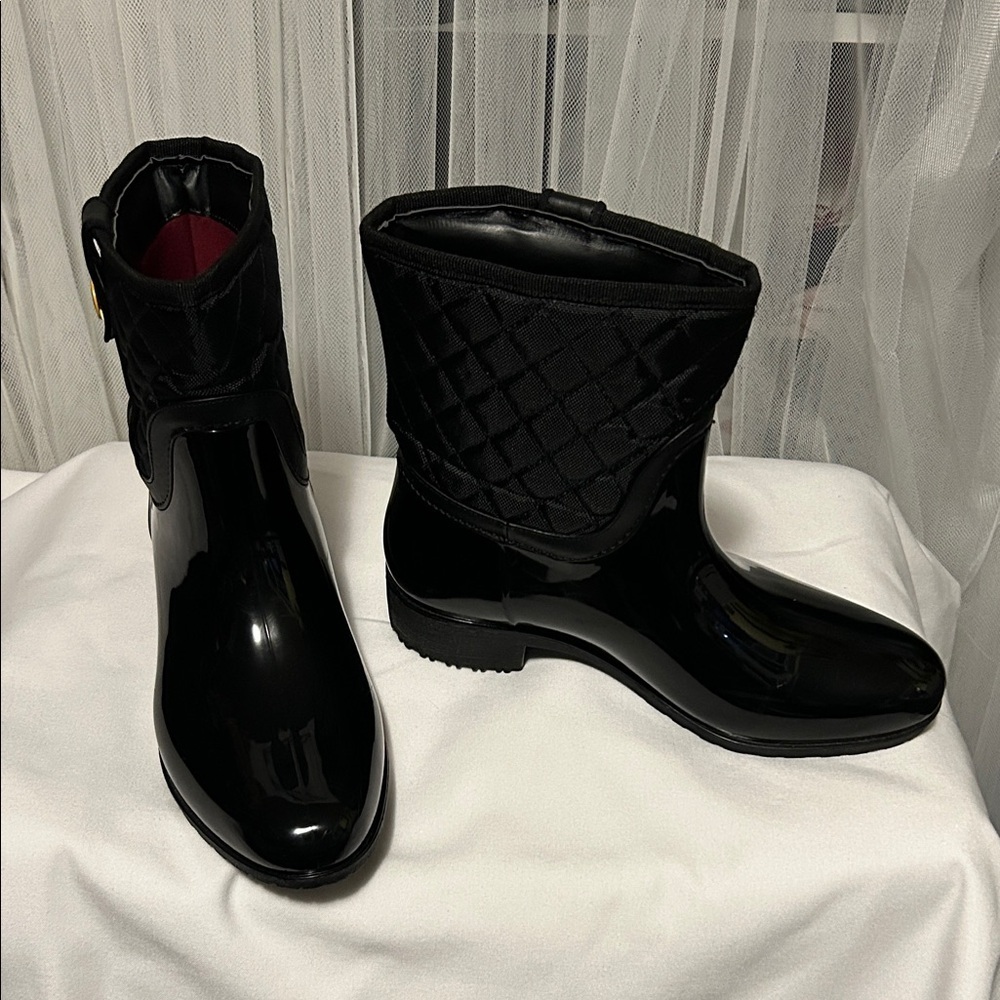 Tommy Hilfiger Black Quilted Rain Boots